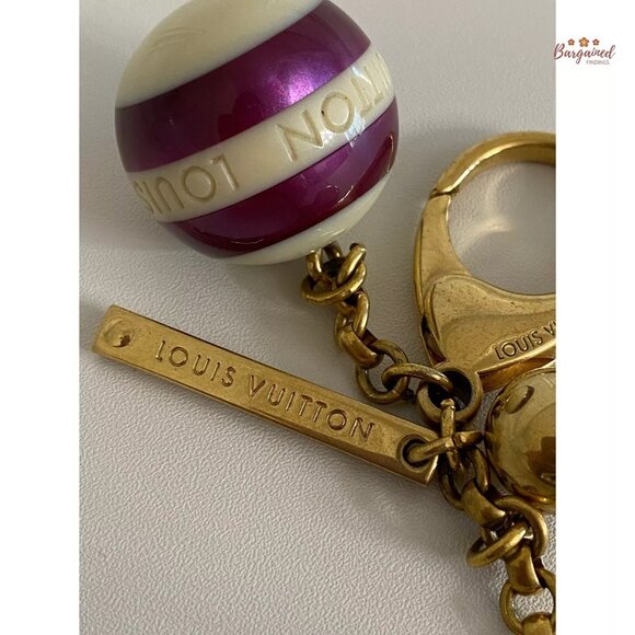 Authentic LOUIS VUITTON Jade/Purple/Cream Fleur Ball Bag Charms - Picture 4 of 10